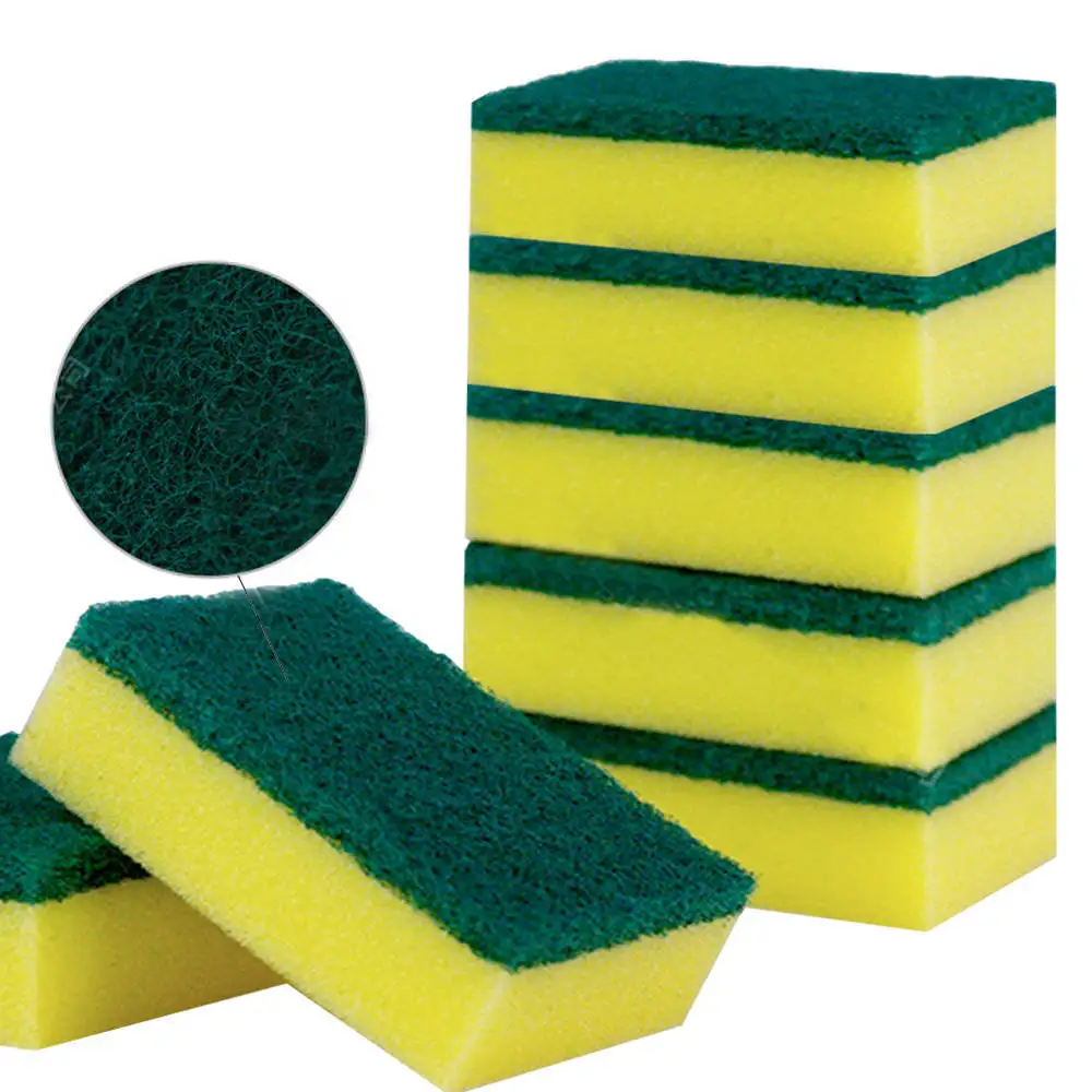 

10pcs Dish Pan Pot Washing Scrub Sponge Kitchen Thick Scrubber Pad Cleaning Scouring Sponge Pads Scourer Sponges