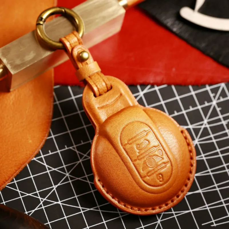 

Leather Car Key Case Cover Fob Keychain Accessories for BMW Mini Cooper Keyring Countryman F54 Clubman F55 Hardtop F56 F57 F60