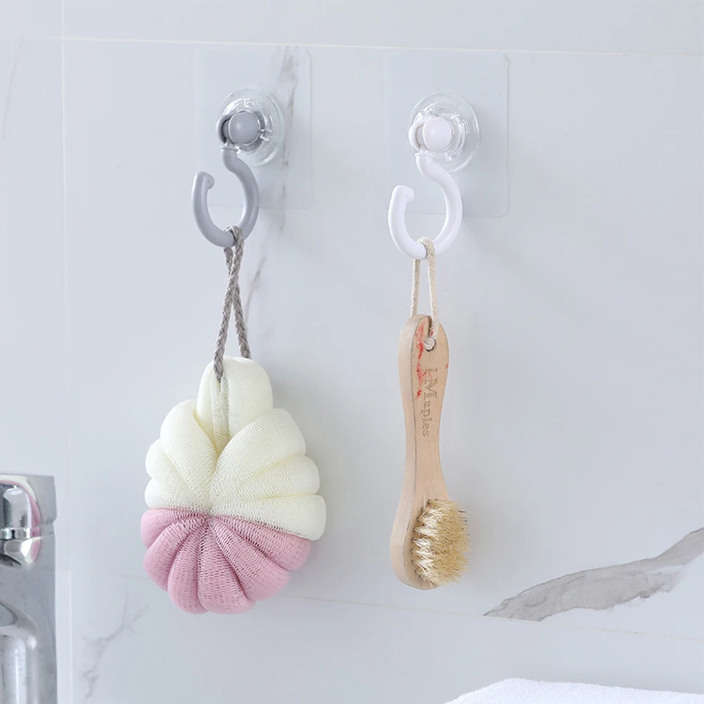 

5pcs ABS Hooks 360° Rotation Strong Sticky For Kitchen/bathroom Wall Ceiling Wardrobe Cabinet Hanging Spoon Shower Cap Clothes