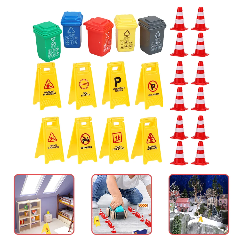 

Знаки дорожного движения, мини-игрушка для детей, игровой набор, уличные игрушки, знаки, конусы для игры в мусорное ведро, детская миниатюрная конструкция