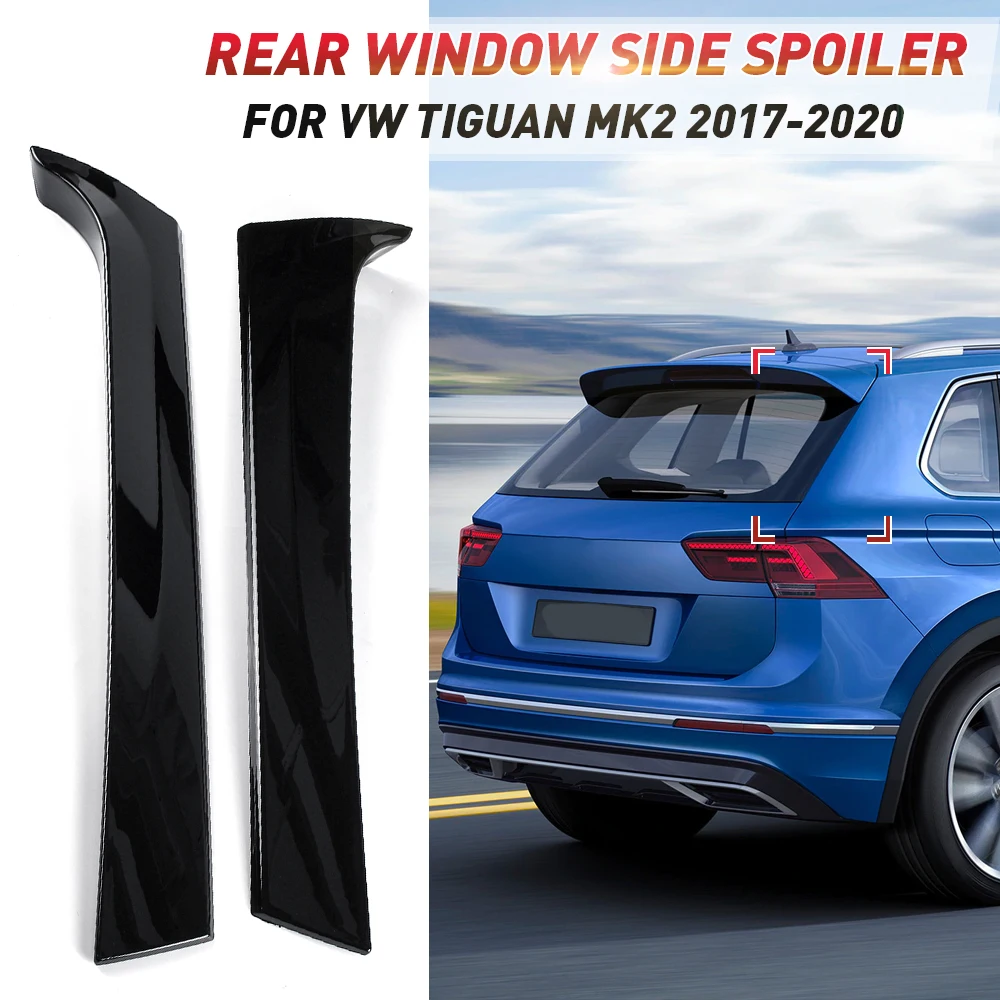 Rear Side Wing Roof Spoiler Stickers Trim Cover Gloss Black For VW Tiguan MK2 2017 2018 2019 2020