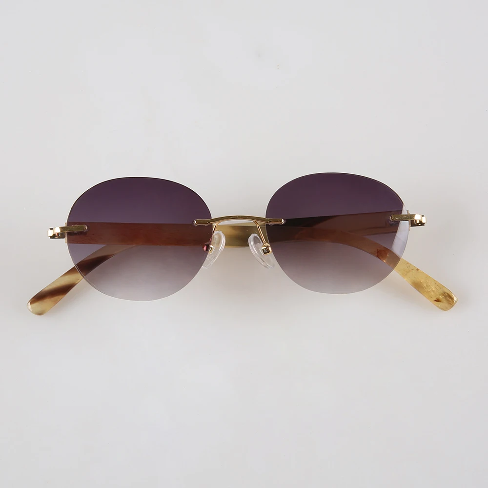 

Sunglasses Women Men rimless Round Handmade Natural Horn Eyeglasses Polarized Retro Eyewear Luxury Classic Glasses