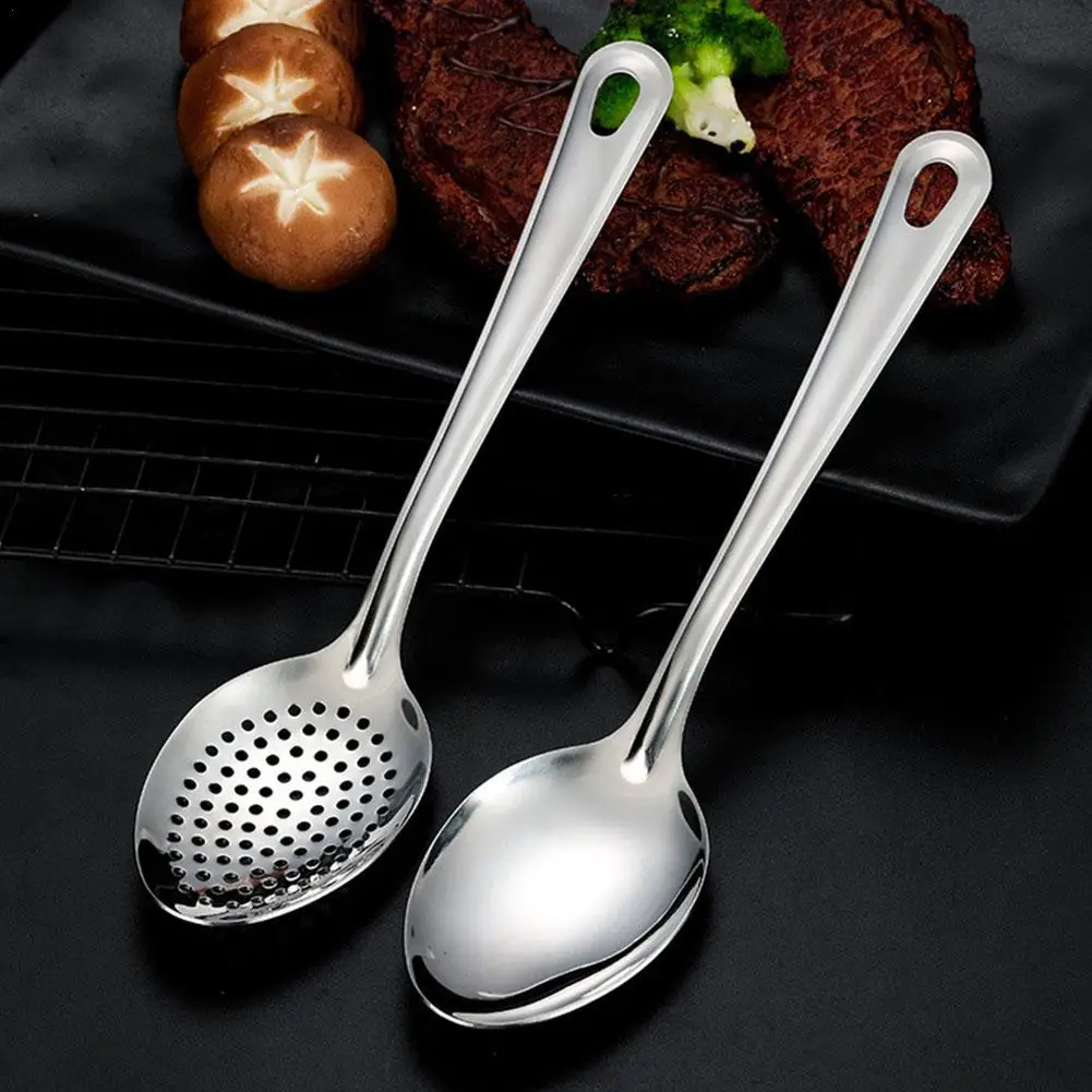 

Stainless Steel Strainer Spoon For Kitchen Restaurant Cooking Baking Colander Skimmer Scoop Serving Perforated Food Filter Scoop