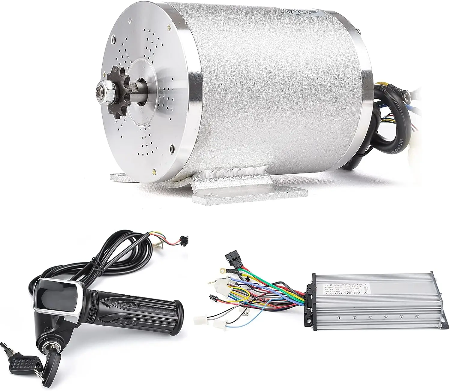 

DC Motor Complete Kit, 48V 2000W 4300RPM High Speed Motor, With 33A 15 Mosfet Controller, Battery Display LCD Throttle, Scooter