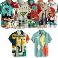 european and american summer new large size mens shirt digital printing casual short sleeve shirt mens wear