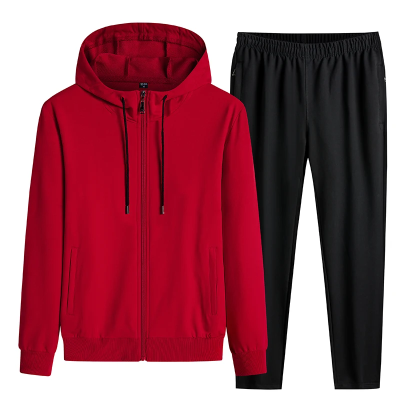 Spring Autumn Men Cotton Tracksuit 2 Piece Sets Mens Sports Casual Suit Jacket+Pants Sweatsuit Male Sportswear Hoodies Clothing