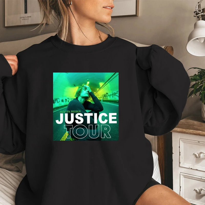 

Женские свитшоты с надписью Джастина Бибера, пуловер справедливости, тур 2022, свитшот с круглым вырезом для музыкального концерта, худи, женс...