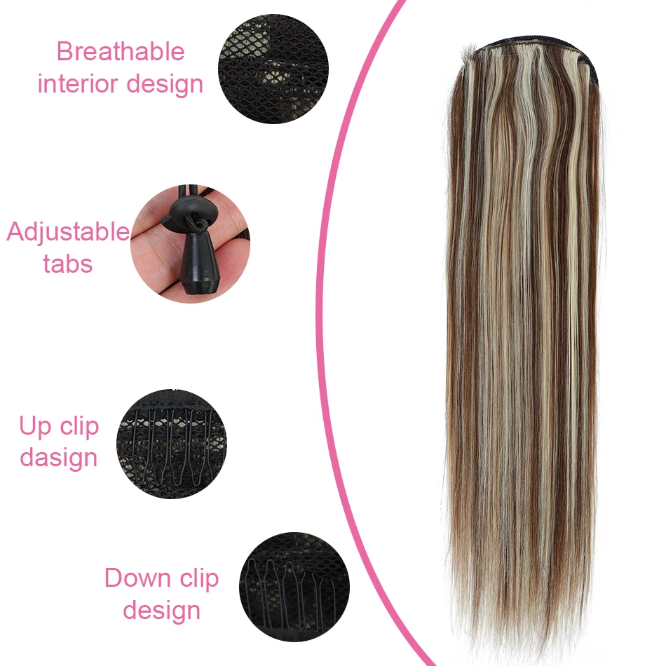 Audelami кулиска конский хвост человеческие волосы прямые 100% натуральные для