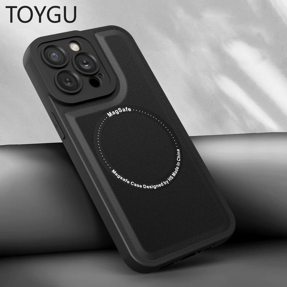 

TOYGU Suitable for Apple 14pro Max Magnetic Mobile Phone Case Plain Leather 12 Soft Case Iphone11 13 Iphone 14 Pro Case Magsafe