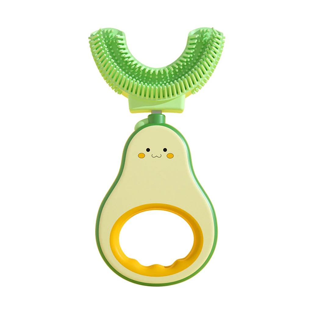 

2-6 Ages U-Shaped Silicone Toothbrush Detachable Cleaning Brush Household Mouth Care Supply Traveling Straw Color