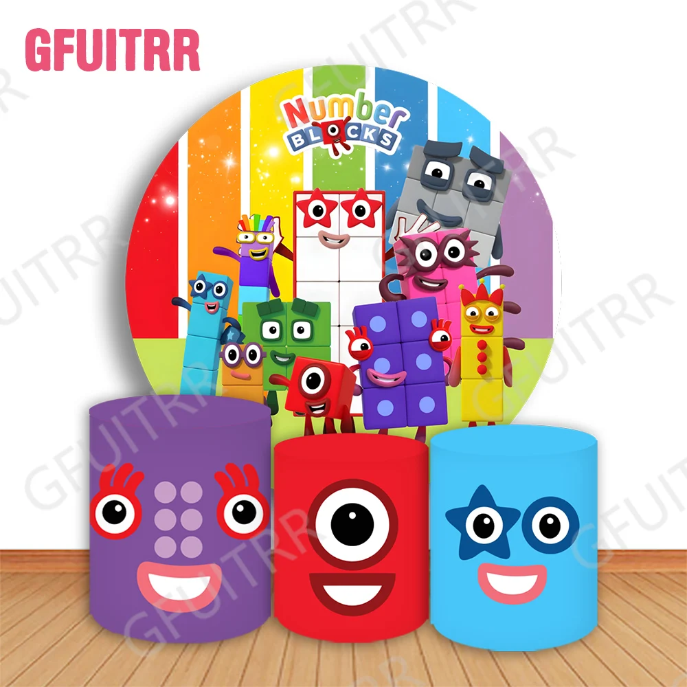 Строительные блоки с мультяшными цифрами круглый фотофон чехлы на цилиндры для