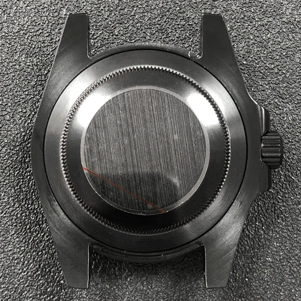 Black Solid Case Back Sapphire Glass Stainless Steel Plated Case 40mm Watch Case Suitable for Japanese NH35 Movement