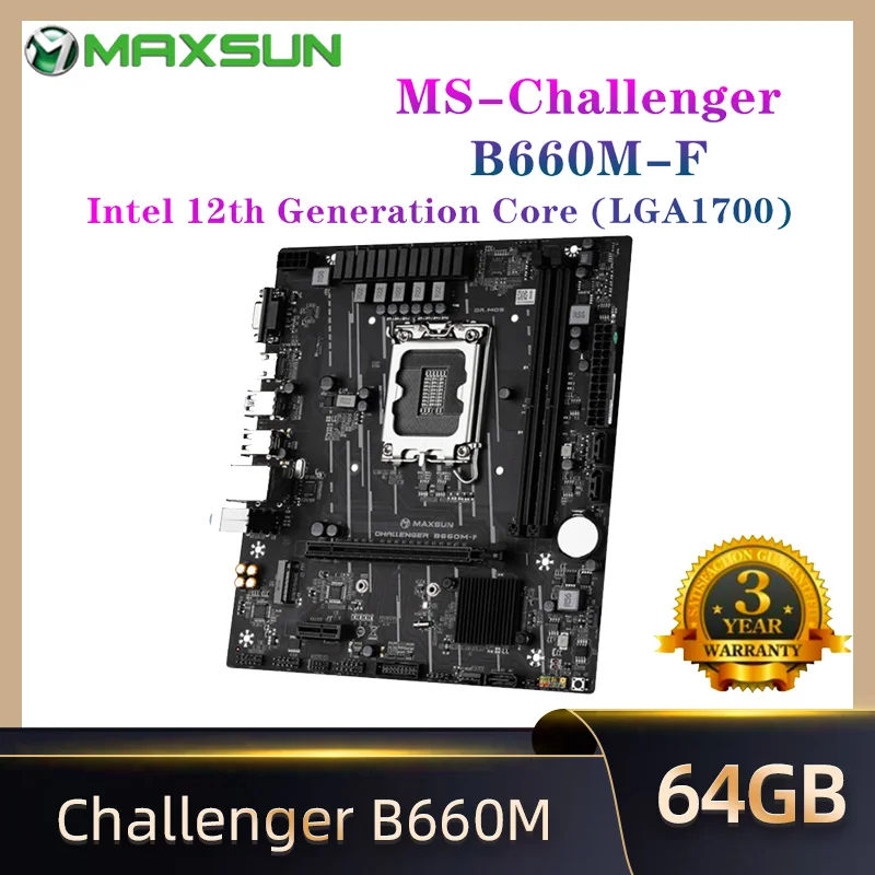 

[World Premiere] MAXSUN Motherboard MS- B660M-F LGA1700 DDR4 SATA M.2 Supports CPU 12400 12100 12700(INTEL B660/LGA 1700)