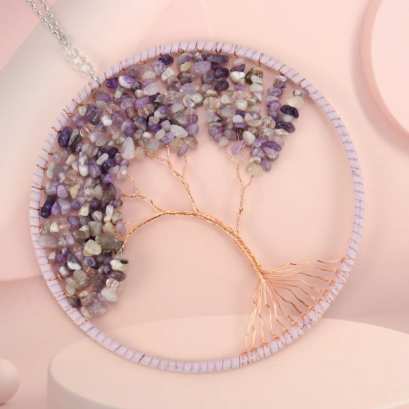 Handmade Gravel Life Tree Fortune Tree Wishing Tree Home Decoration Pendant Healthy Reiki Natural Rock Crystal Agate Ornament