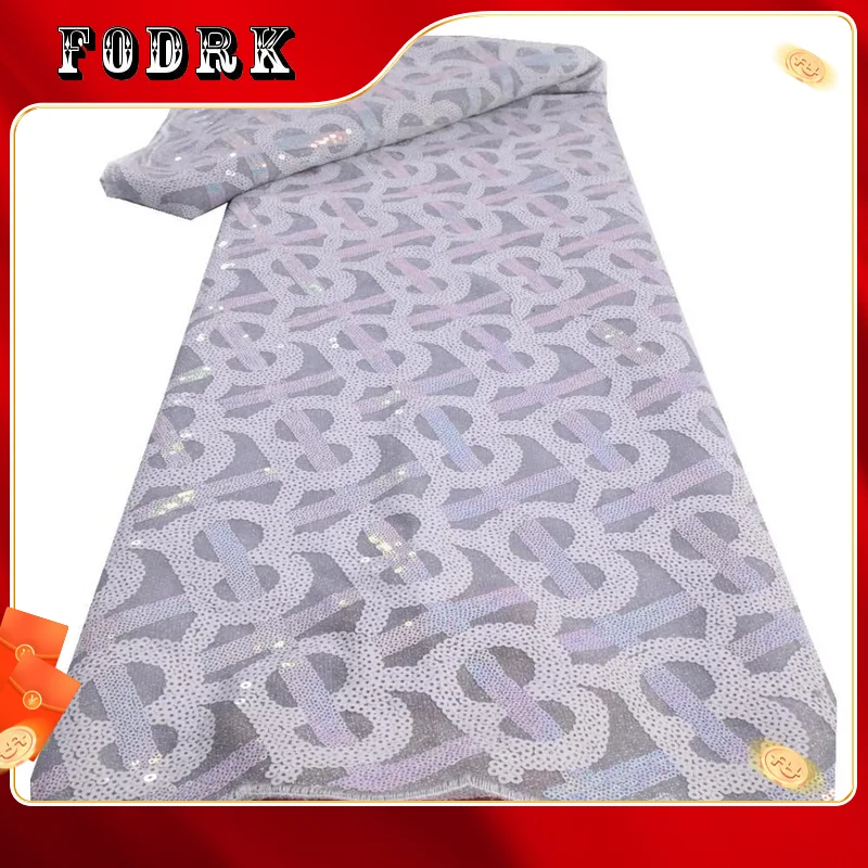 

African Velvet Lace Fabric Sequins Nigerian mesh Lace Fabric High Quality For Diy Party Wedding Dress Sewing Cloth