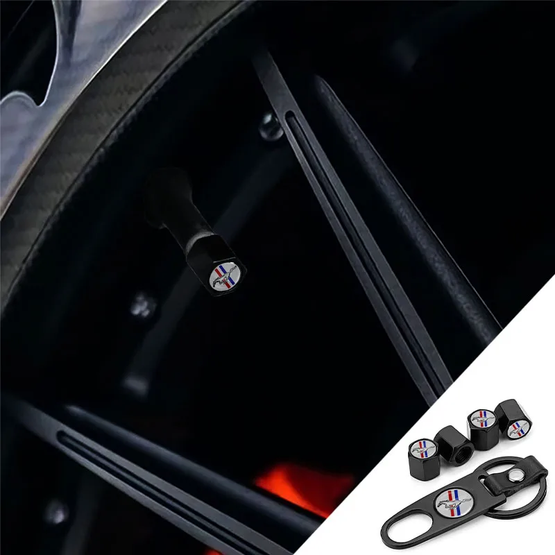 

4Pcs Car Wheel Tire Covered Motorcycle Tube Tyre Bicycle AIR Valve Cap for Ford Mustang Fender Scoops Cover Fit 2020 GT500 GT350