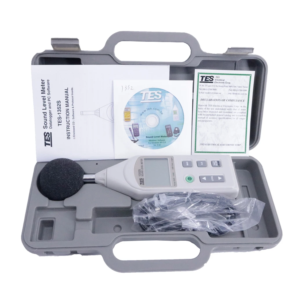 

TES-1352S Digital Sound Level Meter db tester 30dB to 130dB USB connecting