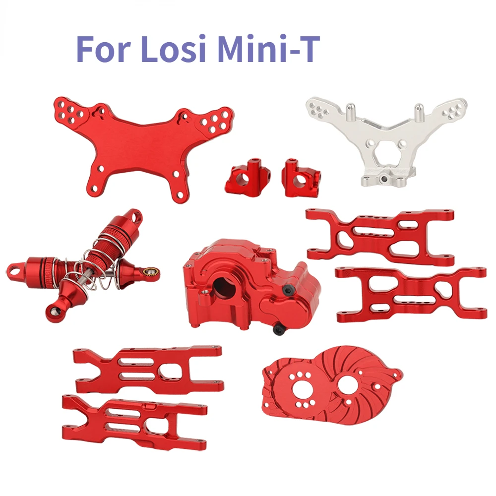 

Front Shock Absorber Steering Knuckle Suspension Arms Gearbox Housing for Losi 1/18 Mini-T 2.0 2WD RC Truck Metal Upgrade Parts