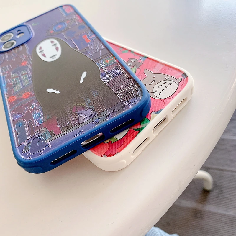 Чехол для телефона с аниме Тоторо для iPhone 13Pro, 7, 8 Plus, XR, XS, 12, 11 Pro Max, Se, 2 линзы, защитный чехол с отверстием и прямыми краями, силиконовый чехол (art.: 3920baedae2c4) - 3920baedae2c4