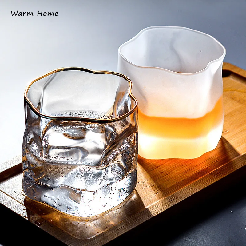 

Premium Irregular Frosted Transparent Glass Drinking Cup Home Breakfast Milk Juice Glass Creative Whiskey Glass Bar Wine Mug New