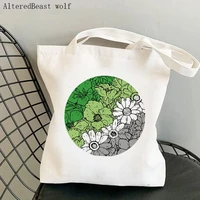 women shopper bag aromantic pride flowers printed bag harajuku shopping canvas shopper bag girl handbag tote shoulder lady bag
