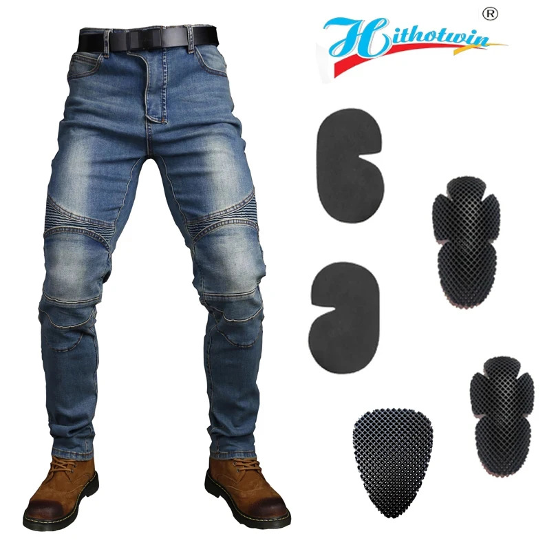 Облегающие мотоциклетные джинсы для мужчин Корейская версия эластичные брюки