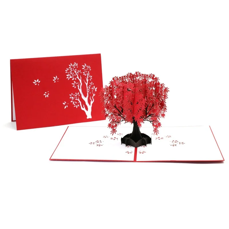 

3D Pop-Up Card Flower Maple Cherry Tree Wedding Invitation Greeting Card Birthday Party Anniversary Gift Postcard With Envelopes