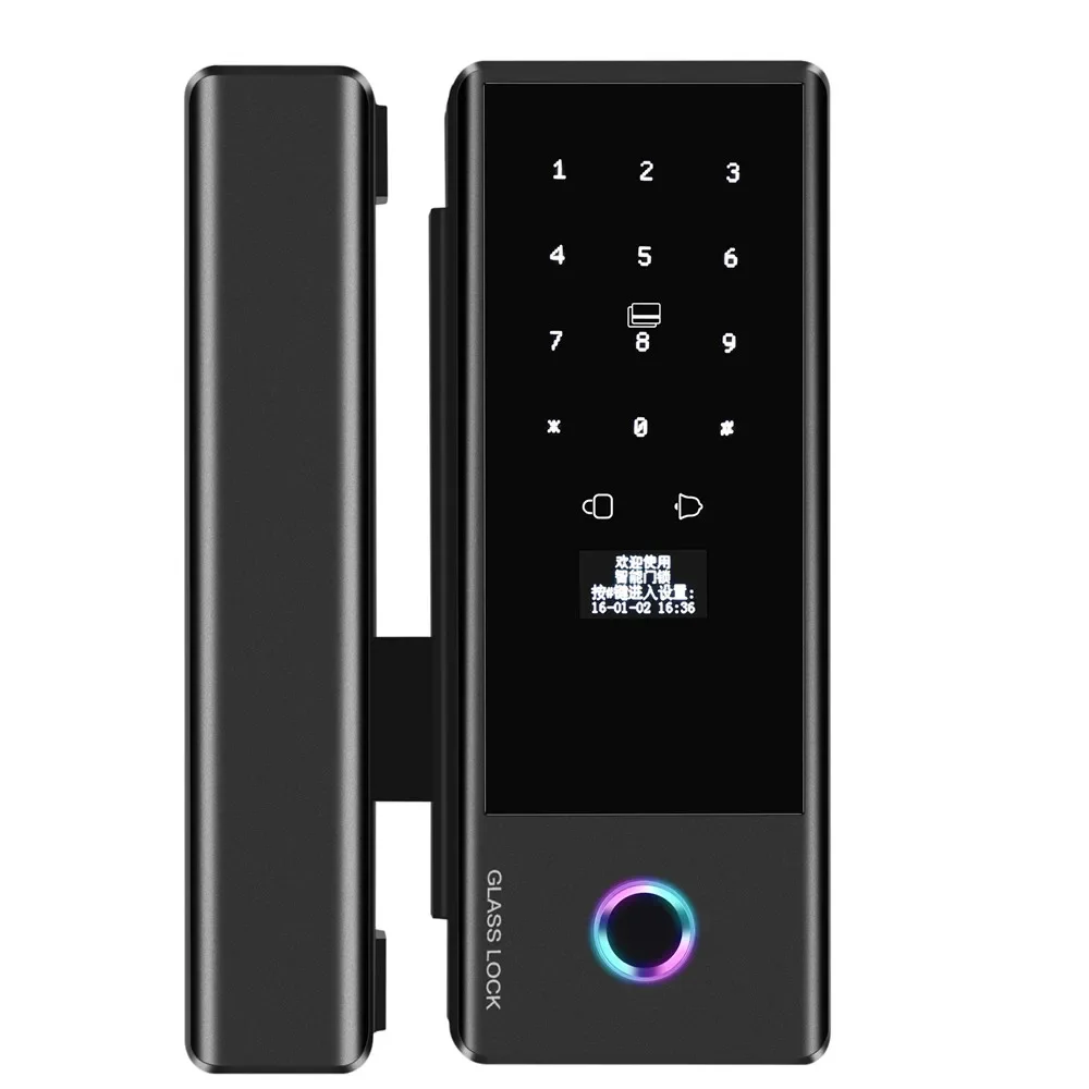 Фото Умный замок Ttlock Ble для стеклянных дверей, без сверления, с биометрическим отпечатком пальца, для офисов, магазинов, торговых центров, входных групп, Wi-Fi, Tuya №3