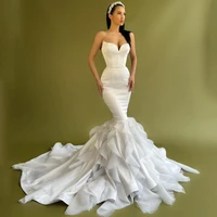 eightree sexy wedding dresses sweetheart sleeveless bride dress mermaid white satin tulle wedding evening ball gowns plus size