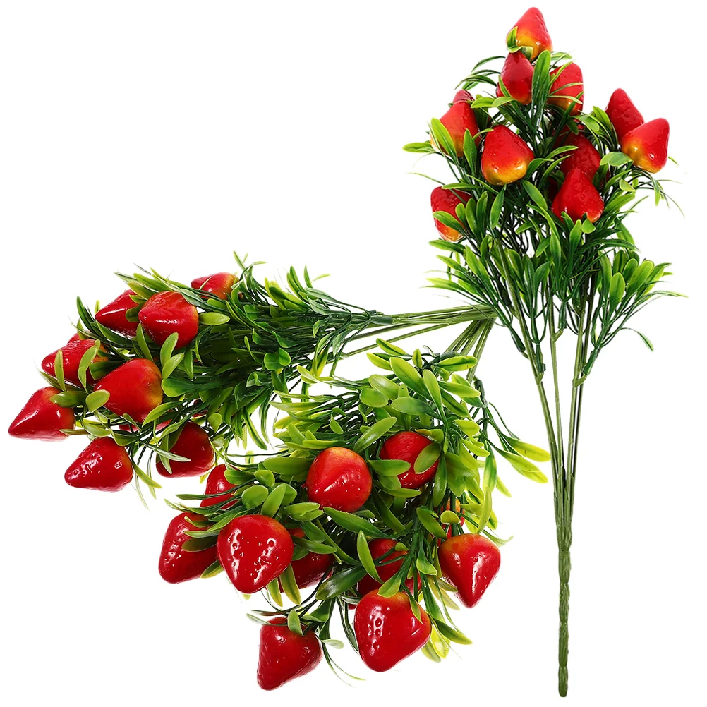 

Simulation Strawberry Bouquet Decor Holiday DIY Fake Ornament Artificial Branch Light House Decorations Home
