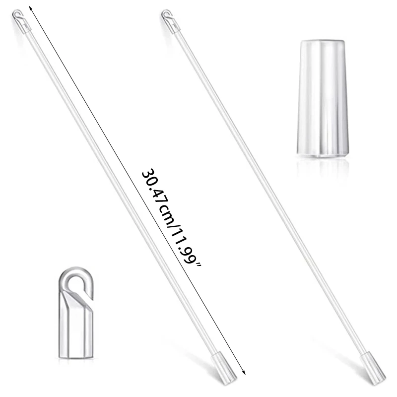 Venetian Blinds Pulling Rod with Replacement Rod Heads Set Accessory for Transparent Curtain Vertical Wand Supplies Kit Accesso