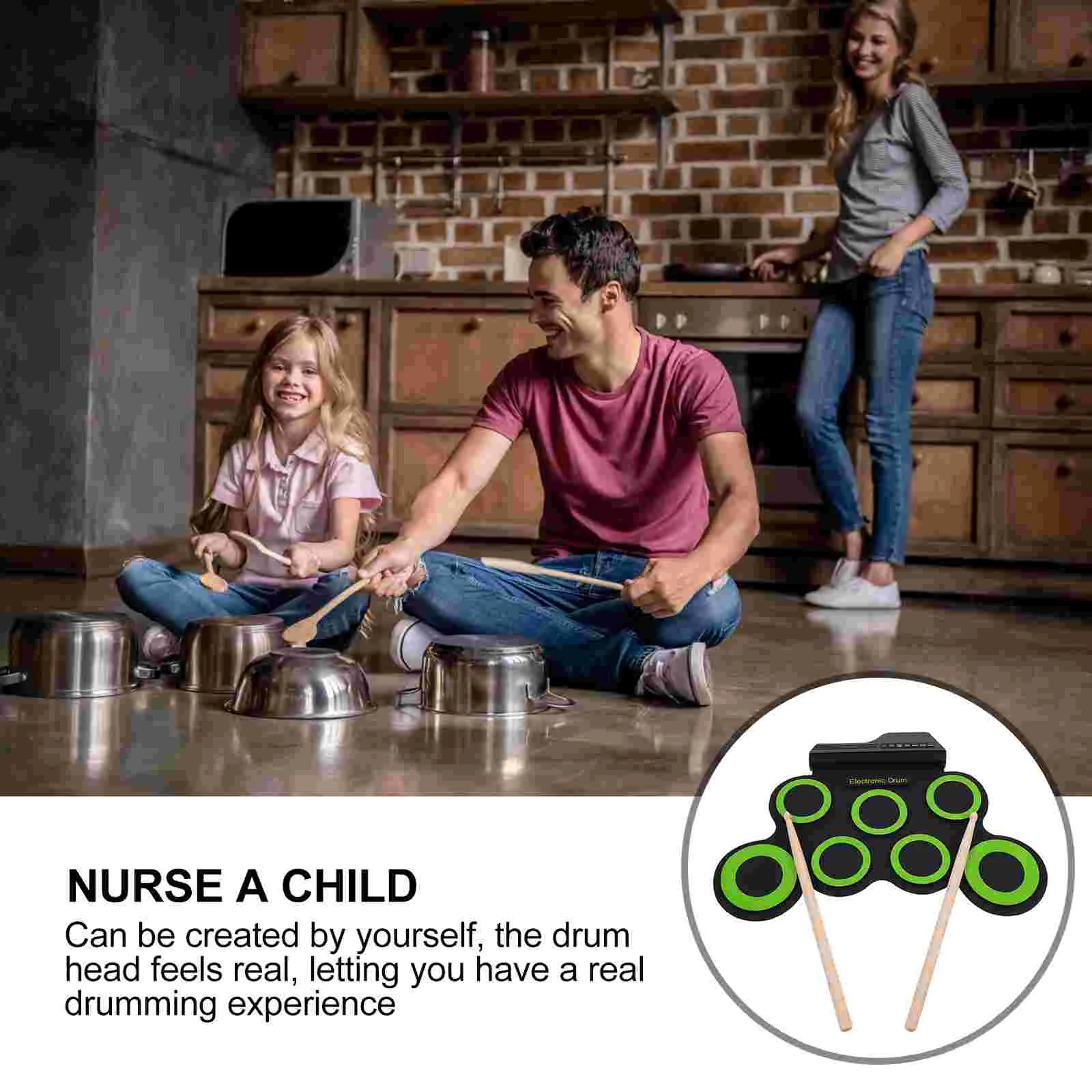 Портативная барабанная установка для детей электронные взрослые ручной