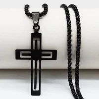 2021 fashion gothic gross stainless steel chain necklace for men long black color necklaces pendants jewelry bijoux homme n18991