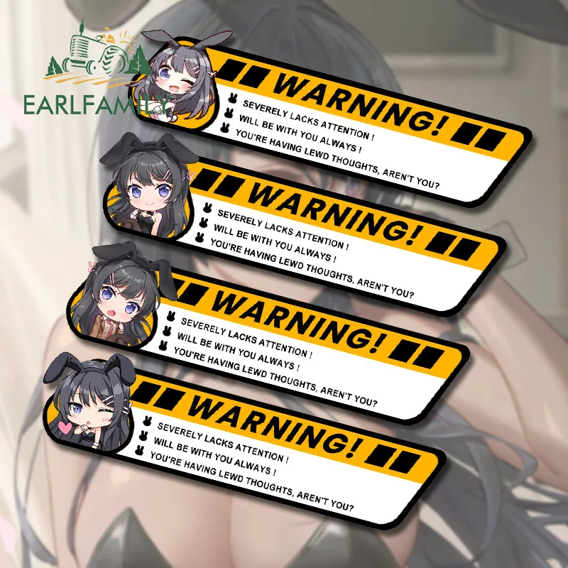 

EARLFAMILY 13 см x 3,5 см автомобильные наклейки для Sakurajima Mai Предупреждение смешные наклейки Campervan аниме мотоцикл фургон винил RV JDM