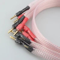 new fc02ag silver plated ofc flat speaker cable flat high end speaker cable with bfa banana transparent cover audio banana plug