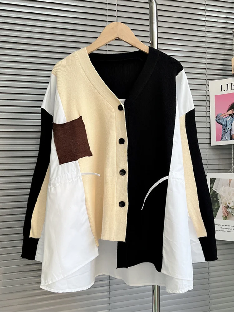

Sweet Patchwork pocket Warm Single Breasted Knit Tops Long Sleeve O Neck Big Size Green Sweater coats 2022 Autumn Winter H212