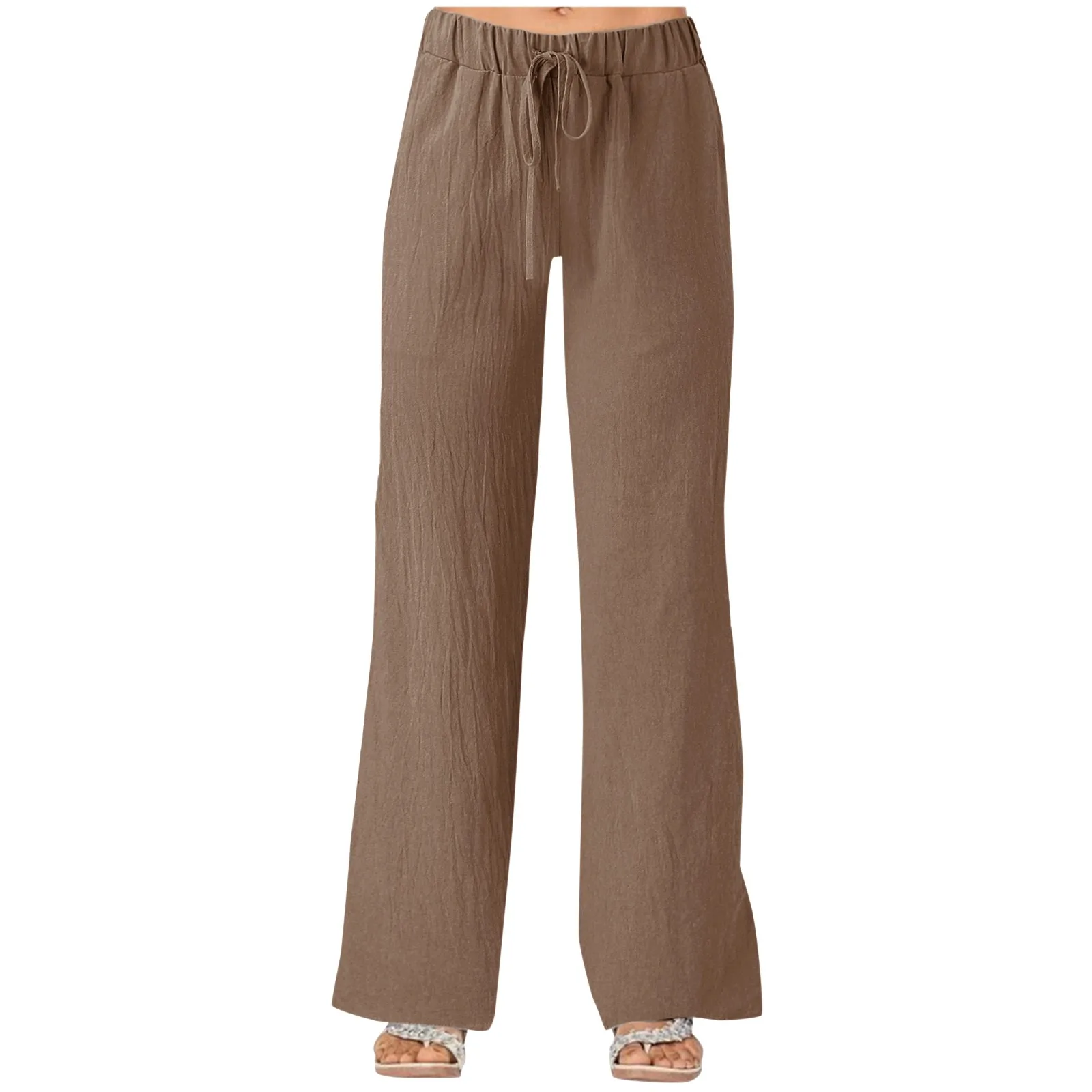 

Women's Solid Color Cotton Linen Casual Pants Summer Fashion Vintage Loose High Waist Women's Pants Elegant Wide Leg Pants
