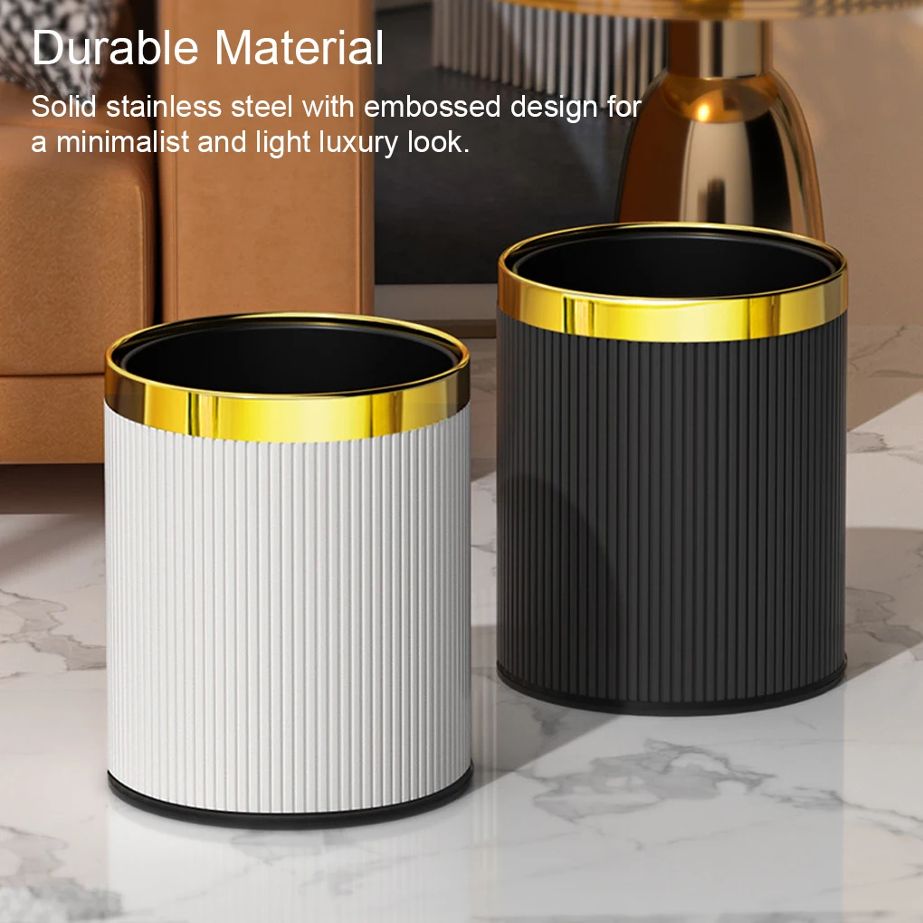 

Kitchen Bathroom Metal Trash Can Double-layer Garbage Bin Bucket Universal Fashion Storage Household Gadget Cleaning