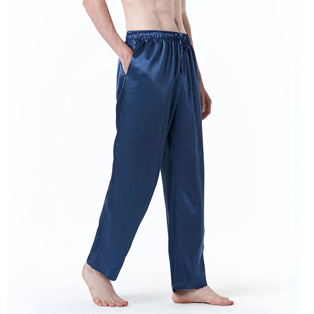 

Men's Silk Satin Pajamas Wear Pants Nightwear Comfy Pyjamas Sleepwear Trouser Home Clothes Summer Bottoms Sleeping Trousers