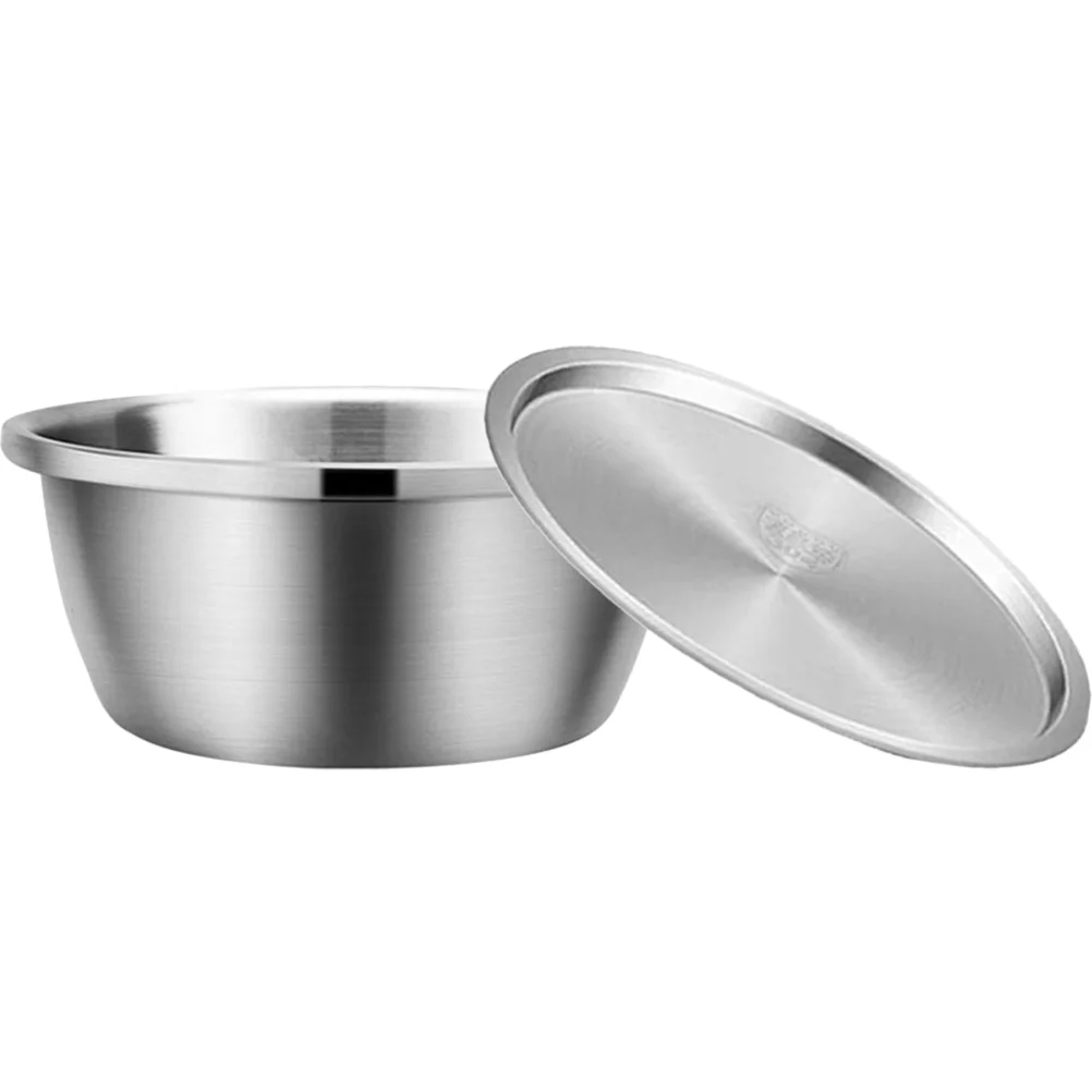 

Salad Bowl Lid Mixing Holder Soup Pot Seasoning Kitchen Container Home Egg Stainless Steel