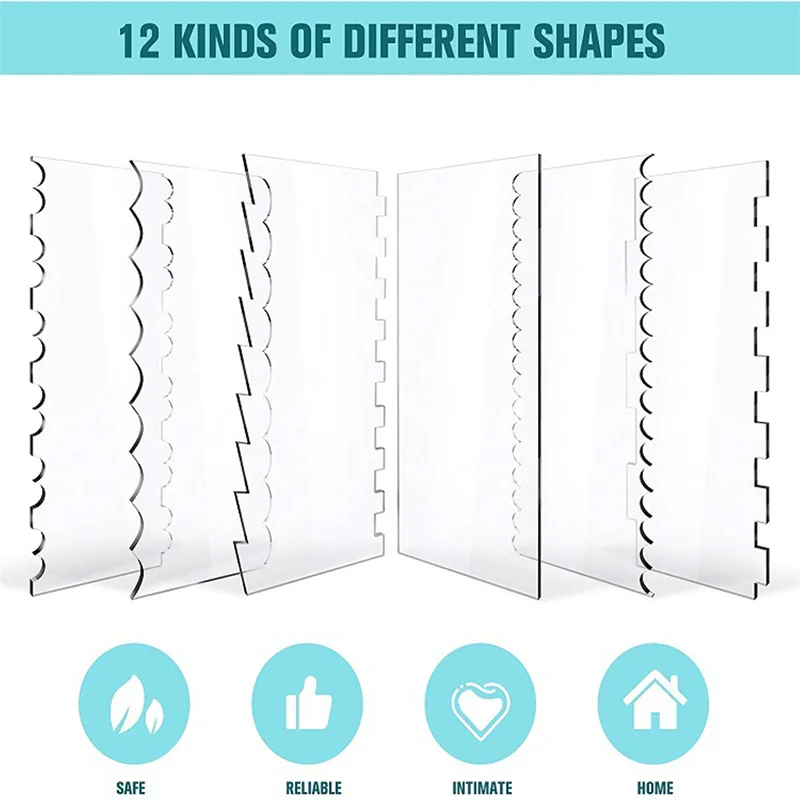 

6pcs/set Transparent Edge Cake Scraper Striped Scraper Carving Molds Spatulas Pastry Baking Tools Cake Decoration Combs