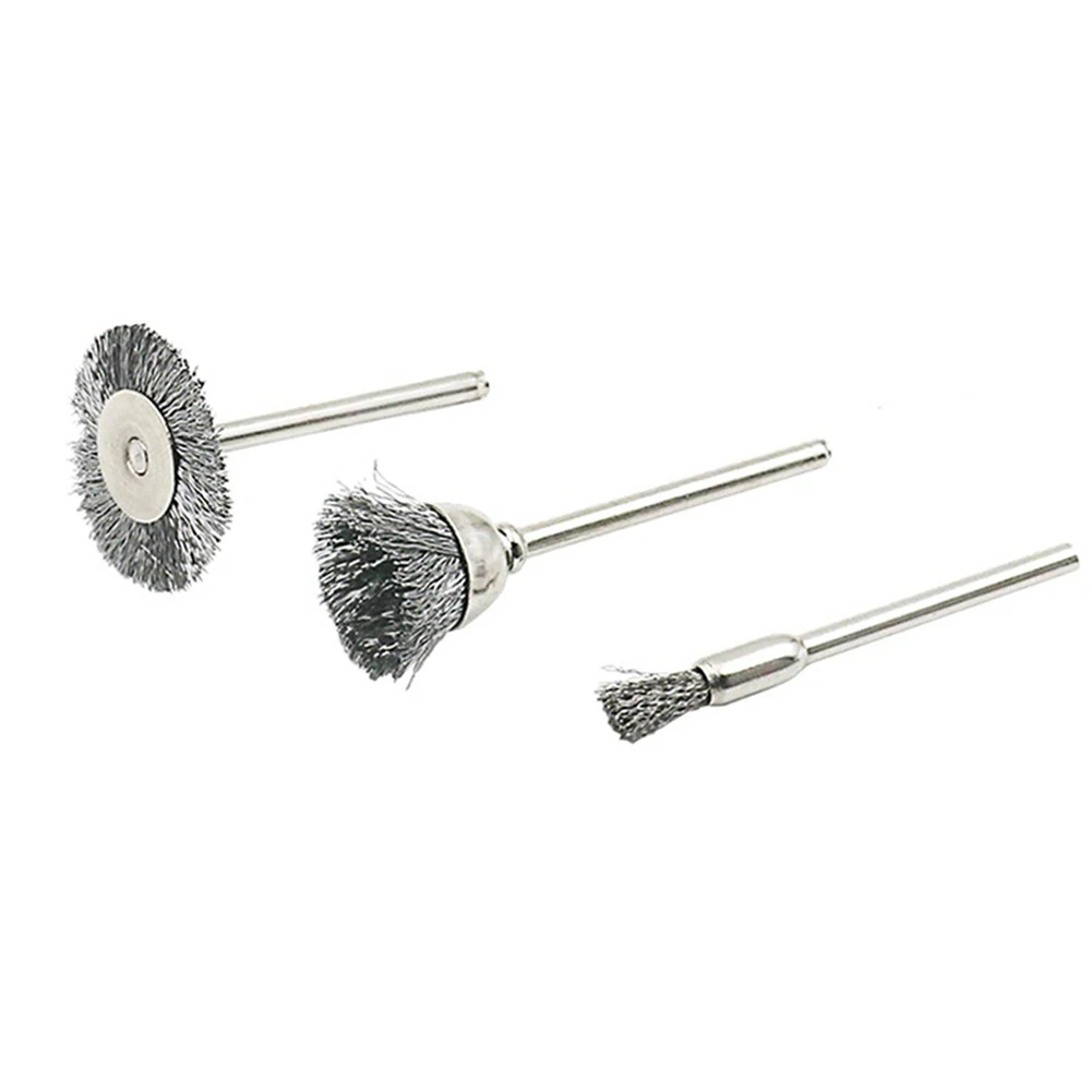 

3Pcs Stainless Steel Wire Brush Wire Wheel Rotary Tool Rust Removal Polishing Burring Brush Abrasive Tool Accessories