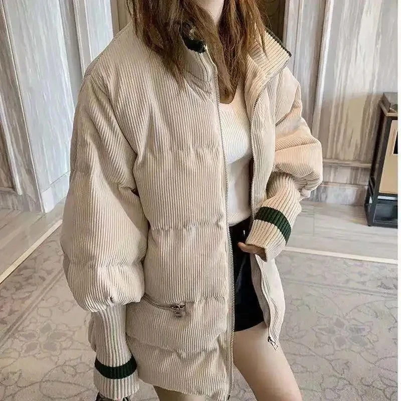 

Down Cotton Jacket Women Autumn Winter 2023 New Solid Color Short Cotton Coat Korean Style Fashion Casual Thick Parkas Womens