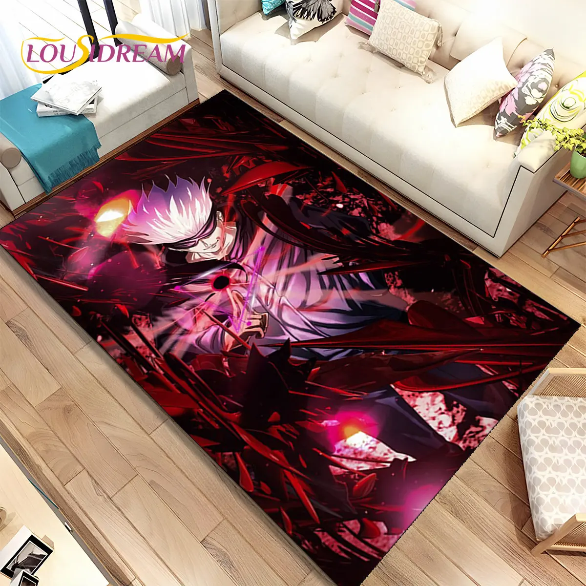 

Большой мультяшный коврик juютсу Kaisen в стиле аниме, ковер для гостиной, спальни, дивана, декоративный коврик, нескользящий напольный коврик д...
