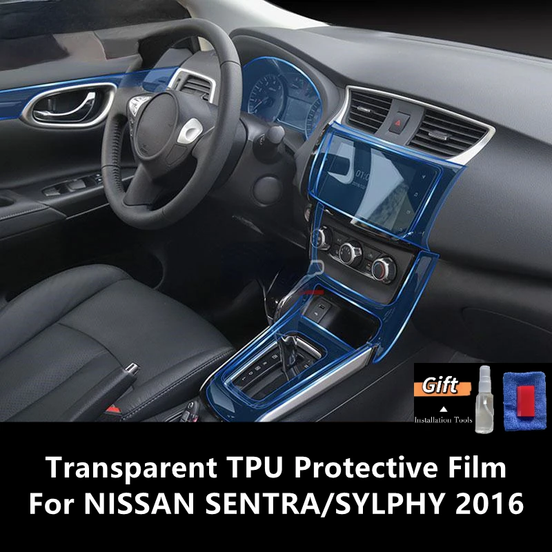 

For NISSAN SENTRA/SYLPHY 2016 Car Interior Center Console Transparent TPU Protective Film Anti-scratch Repair Film Accessories