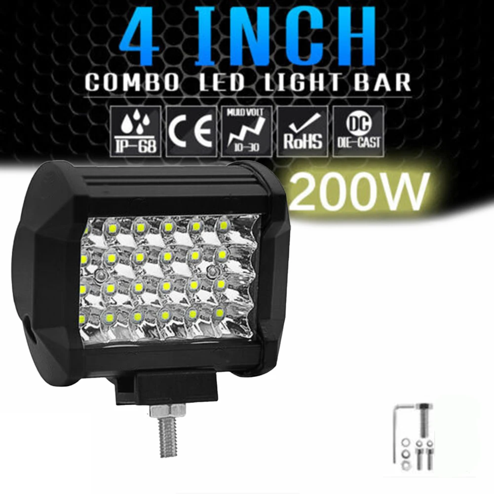 

4inch Car LED Work Light Bar 12V/24V 6000K 20000LM 72W Night Driving Lights Spotlight For Off Road Truck SUV ATV