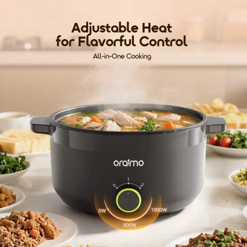 Фото Многофункциональная электрическая кастрюля Oraimo MultiPot 3L с антипригарным покрытием, энергосберегающая, с вилкой EU/UK №3