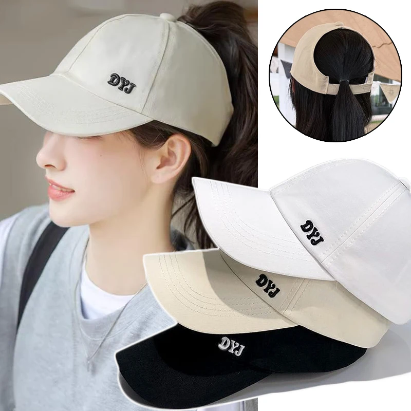 

Summer Sun Hat Empty Top Ponytail Baseball Cap Women Lady Solid Color Adjustable Outdoor Visor Casual Sports Golf Tour Caps