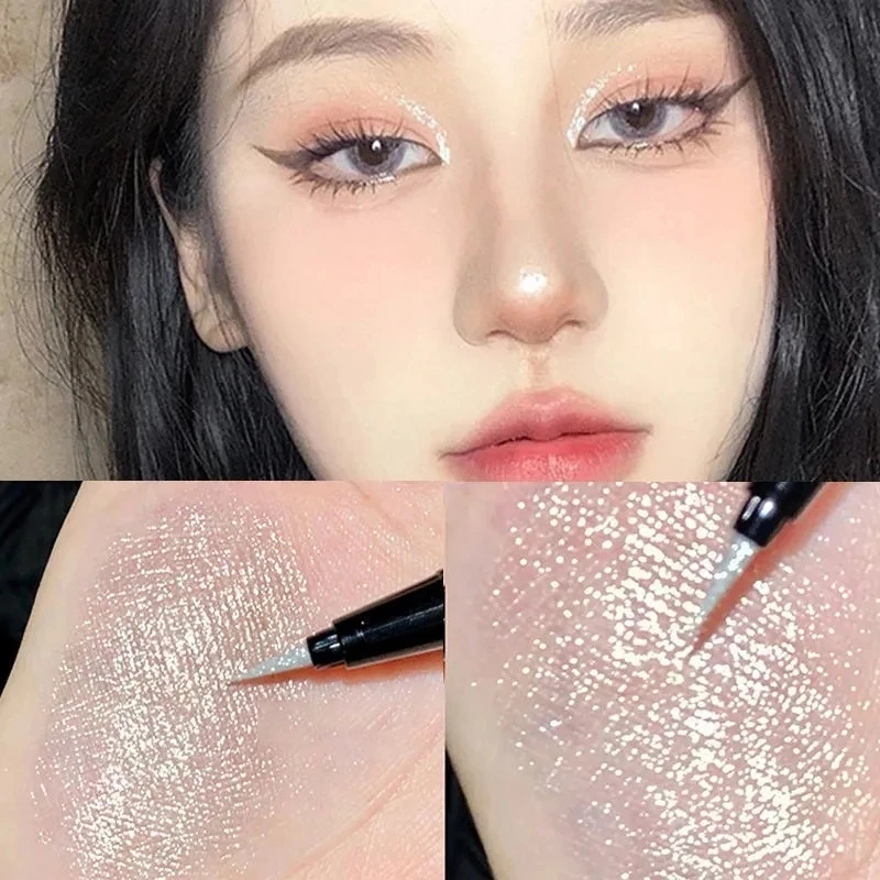 Diamond Glitter Eye Liner Pencil Eye Makeup Highlighter Waterproof Pearl White Brighten Silkworm Shadow Liquid Eyeliner Pen