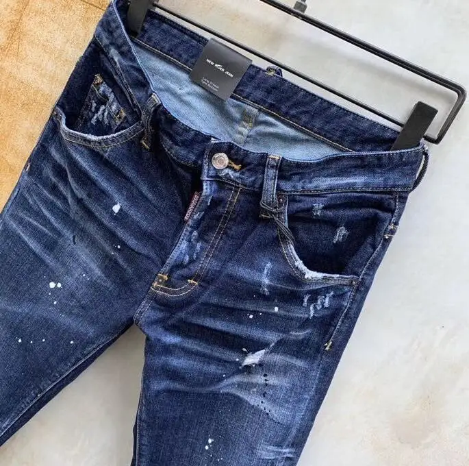Jeans Pants Design Cool Top Jeans Men Slim Jeans Denim Trousers Blue Hole Pants Jeans For Men 966-1